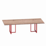 Mesa de Reunião Retangular Tubular Bipartida P25 Pandin 2,6 M Walnut e Vermelho