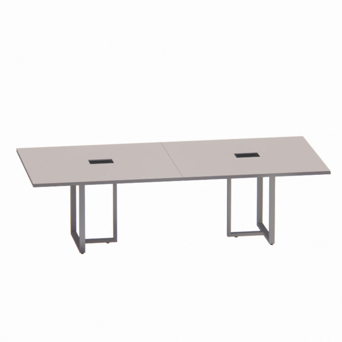 Mesa de Reunião Retangular com Power Box Tubular Bipartida P25 Pandin 2,6 M Cinza Cristal - Imagem 1