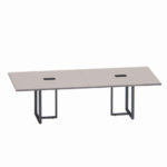 Mesa de Reunião Retangular com Power Box Tubular Bipartida P25 Pandin 2,6 M Cinza e Grafito