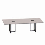 Mesa de Reunião Retangular com Power Box Tubular Bipartida P25 Pandin 2,6 M Cinza e Preto