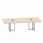 Mesa de Reunião Retangular com Power Box Tubular Bipartida P25 Pandin 2,6 M Noce Naturale e Grafito