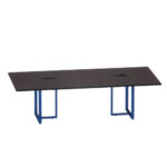 Mesa de Reunião Retangular com Power Box Tubular Bipartida P25 Pandin 2,6 M Preto e Azul Del Rey