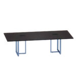 Mesa de Reunião Retangular com Power Box Tubular Bipartida P25 Pandin 2,6 M Preto e Azul Dali