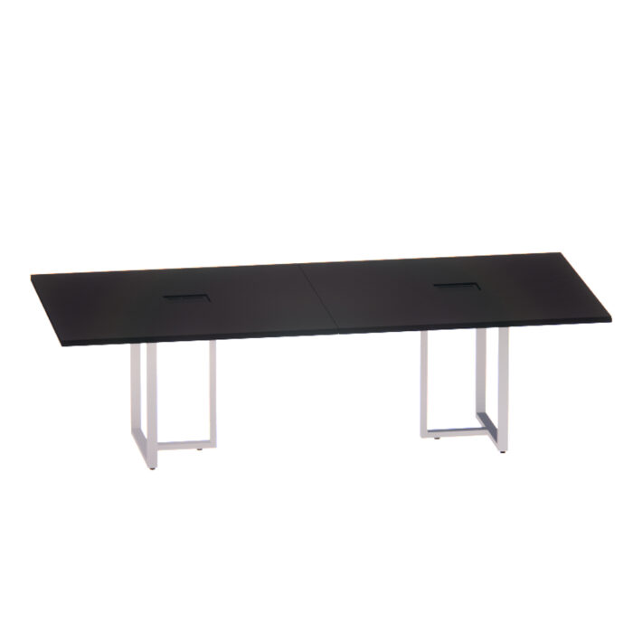 Mesa de Reunião Retangular com Power Box Tubular P25 Pandin 2,6 M Preto e Branco - Imagem 1