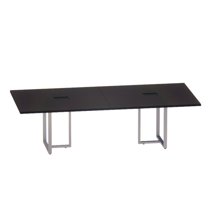 Mesa de Reunião Retangular com Power Box Tubular Bipartida P25 Pandin 2,6 M Preto e Cinza - Imagem 1