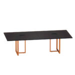 Mesa de Reunião Retangular com Power Box Tubular Bipartida P25 Pandin 2,6 M Preto e Laranja