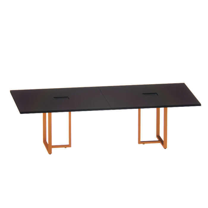 Mesa de Reunião Retangular com Power Box Tubular Bipartida P25 Pandin 2,6 M Preto e Laranja - Imagem 1