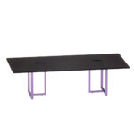 Mesa de Reunião Retangular com Power Box Tubular Bipartida P25 Pandin 2,6 M Preto e Lilas