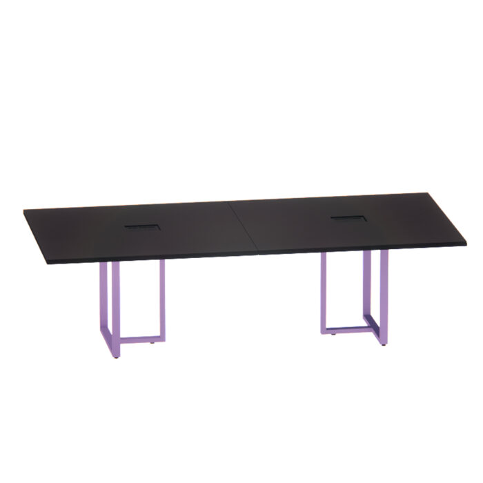 Mesa de Reunião Retangular com Power Box Tubular Bipartida P25 Pandin 2,6 M Preto e Lilas - Imagem 1