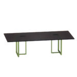Mesa de Reunião Retangular com Power Box Tubular Bipartida P25 Pandin 2,6 M Preto e Verde
