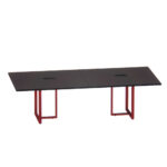 Mesa de Reunião Retangular com Power Box Tubular Bipartida P25 Pandin 2,6 M Preto e Vermelho