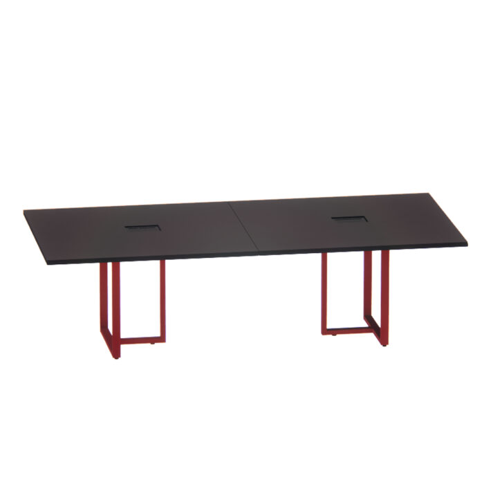 Mesa de Reunião Retangular com Power Box Tubular Bipartida P25 Pandin 2,6 M Preto e Vermelho - Imagem 1