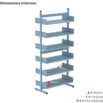 Estante Para Biblioteca Dupla Pandin 2,30 m Azul Dali - Imagem 3