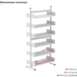 Estante Para Biblioteca Dupla Pandin 2,30 m Branco - Imagem 3