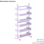 Estante Para Biblioteca Dupla Pandin 2,30 m Lilás - Imagem 3