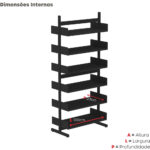Estante Para Biblioteca Dupla Pandin 2,30 m Preto - Imagem 3