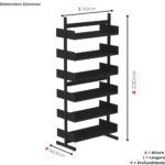 Estante Para Biblioteca Dupla Pandin 2,30 m Preto - Imagem 4