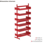 Estante Para Biblioteca Dupla Pandin 2,30 m Vermelho - Imagem 3