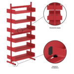 Estante Para Biblioteca Dupla Pandin 2,30 m Vermelho - Imagem 6