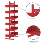Estante Para Biblioteca Dupla Pandin 2,30 m Vermelho - Imagem 7