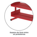 Estante Para Biblioteca Dupla Pandin 2,30 m Vermelho - Imagem 9